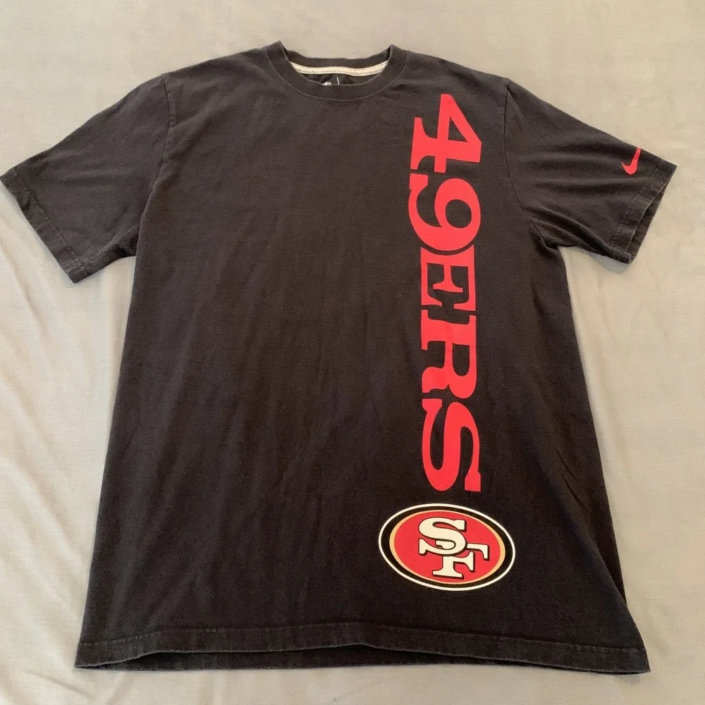 San Francisco 49ers Shirt Mens Large Black NFL Football Nike Red Gold Logo Tee